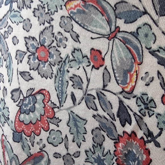 LOFT Mixed Fabric Ruffled Sleeves Butterflies & Floral Print Blouse - Picture 8 of 10